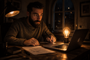 Image of contractor working on a business case for a pay rise